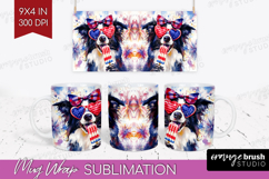 Collie Dog Mug Wrap 4th Of July Mug PNG Sublimation Product Image 1