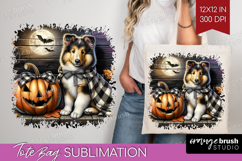 Collie Dog Tote Bag Halloween Tote Bag PNG Sublimation Product Image 1