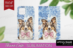 Collie Dog Phone Case PNG Blue Toile Case PNG Sublimation Product Image 1