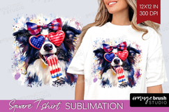 Collie Dog Square Tshirt Background 4th Of July PNG Product Image 1