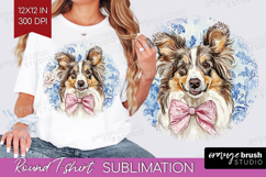 Collie Dog Round Tshirt Background Blue Toile PNG Product Image 1