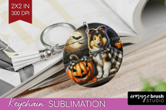 Collie Dog Keychain PNG Halloween Keychain Sublimation Product Image 1