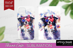 Collie Dog Phone Case PNG 4th Of July Case PNG Sublimation Product Image 1