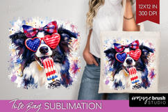 Collie Dog Tote Bag 4th Of July Tote Bag PNG Sublimation Product Image 1