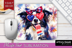 Collie Dog Mouse Pad Sublimation 4th Of July Mousepad PNG Product Image 1