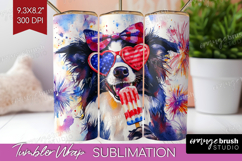 Collie Dog Tumbler Wrap 4th Of July Tumbler PNG Sublimation Product Image 1