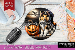 Collie Dog Car Coaster Halloween Coaster PNG Sublimation Product Image 1