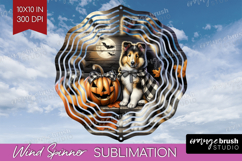 Collie Dog Wind Spinner Sublimation PNG Halloween Round Product Image 1