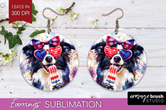 Collie Dog Round Earrings 4th Of July PNG Sublimation Product Image 1