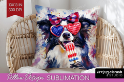 Collie Dog Pillow Sublimation 4th Of July Pillow Cover PNG Product Image 1