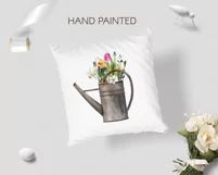 Watercolor spring flowers clipart in watering can.Floral PNG Product Image 7