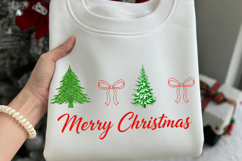 Preppy Merry Christmas Png, Christmas Tree PNG, Coquette Bow Product Image 2