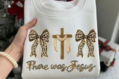 Inspirational PNG, There Was Jesus Leopard Coquette Png Product Image 2