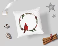 Watercolor Christmas wreath clipart with cardinal bird Product Image 6