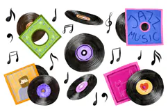 Retro Vinyl Record Clipart PNG Vintage Aesthetic Music Product Image 1