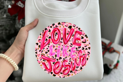Love Like Jesus Png, Leopard Valentine Png, , Pink Jesus png Product Image 1