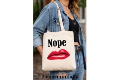 Cross stitch nope lips pattern, disgusting modern emotional Product Image 1