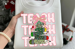 Preppy Coquette Teacher Png, Christmas Teacher Png Product Image 1