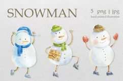 Watercolor Christmas snowman clipart, baby design sticker Product Image 1