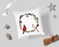 Watercolor Christmas wreath clipart with cardinal birds Product Image 8