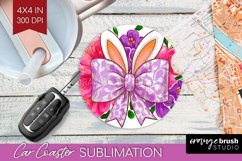 Coquette Easter Car Coaster - Easter Coaster PNG Sublimation Product Image 1