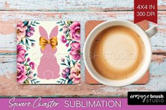 Coquette Easter Square Coaster - Easter Coaster PNG Product Image 1