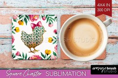 Coquette Easter Square Coaster - Easter Coaster PNG Product Image 1