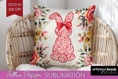 Coquette Easter Pillow Sublimation - Easter Pillow Cover PNG Product Image 1