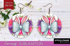Coquette Easter Round Earrings - Easter PNG Sublimation Product Image 1