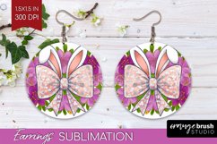 Coquette Easter Round Earrings - Easter PNG Sublimation Product Image 1