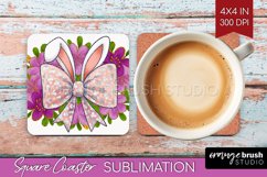 Coquette Easter Square Coaster - Easter Coaster PNG Product Image 1