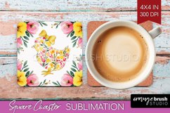 Coquette Easter Square Coaster - Easter Coaster PNG Product Image 1