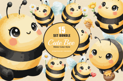 15 Bundle Watercolor Cute Bee Baby Honey Hive Sting Buzz Product Image 1