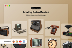 Vintage Analog Device 3D Icons Product Image 1