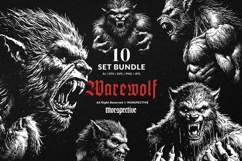10 Bundle Dark Art Warewolf Monster Face Horror Tattoo Product Image 1