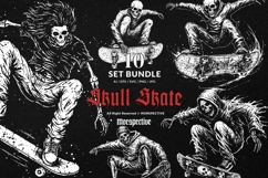 10 Bundle Dark Art Skull Skate Trick Death Ride Street Jump Product Image 1