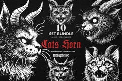 10 Bundle Dark Art Cats Devil Demon Beast with Horn Tattoo Product Image 1