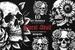 10 Bundle Dark Art Skull Rose Floral Sugar Gothic Skeleton Product Image 1