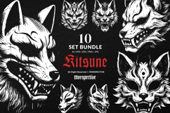 10 Bundle Dark Art Kitsune Mask Japanese Fox Geisha Tattoo Product Image 1