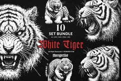 10 Bundle Dark Art White Tiger Animal Angry Beast Tattoo Product Image 1