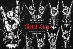 10 Bundle Dark Art Metal Hand Sign Music Rock Heavy Metal Product Image 1