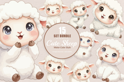 15 Bundle Watercolor Cute Sheep Farm Baby Lamb Kids Cute Product Image 1