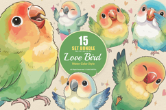15 Bundle Watercolor Love Bird Cute Kids Animal Wings Product Image 1