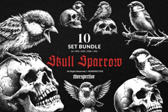 10 Bundle Dark Art Sparrow Bird Animal Wild Nature Wings Product Image 1