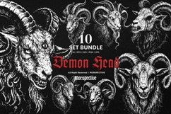 10 Bundle Dark Art Demon Head Skull Devil Baphomet Goat Product Image 1