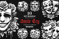 10 Bundle Dark Art Smile and Cry Mask Happy Sad Laugh Product Image 1