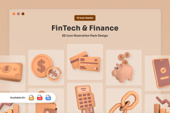 Modern FinTech 3D Icon Collection Product Image 1