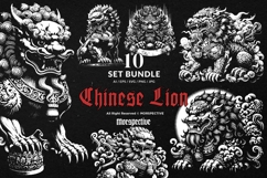 10 Bundle Dark Art Chinese Foo Dog Komainu Guardian Tattoo Product Image 1