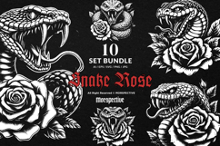 10 Bundle Dark Art Snakes Viper Head with Floral Rose Product Image 1
