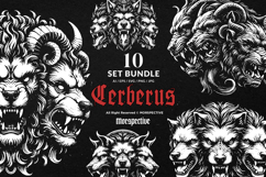 10 Bundle Dark Art Cerberus Mythical Creature Tattoo Clipart Product Image 1